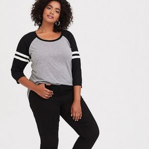 Torrid Black & Heather Grey Classic Football Tee
